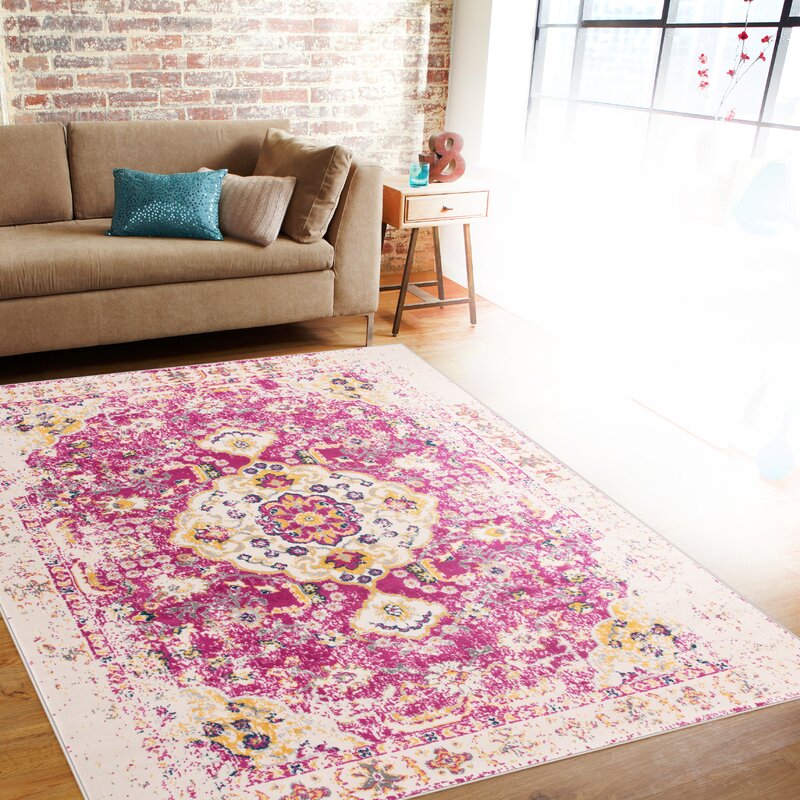 Bungalow Rose Hartig Oriental Pink Area Rug & Reviews Wayfair.ca